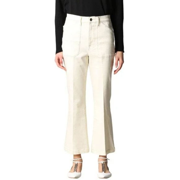 FRAME Denim Cropped Flare Pants in Off White Size 25 - Picture 9 of 9